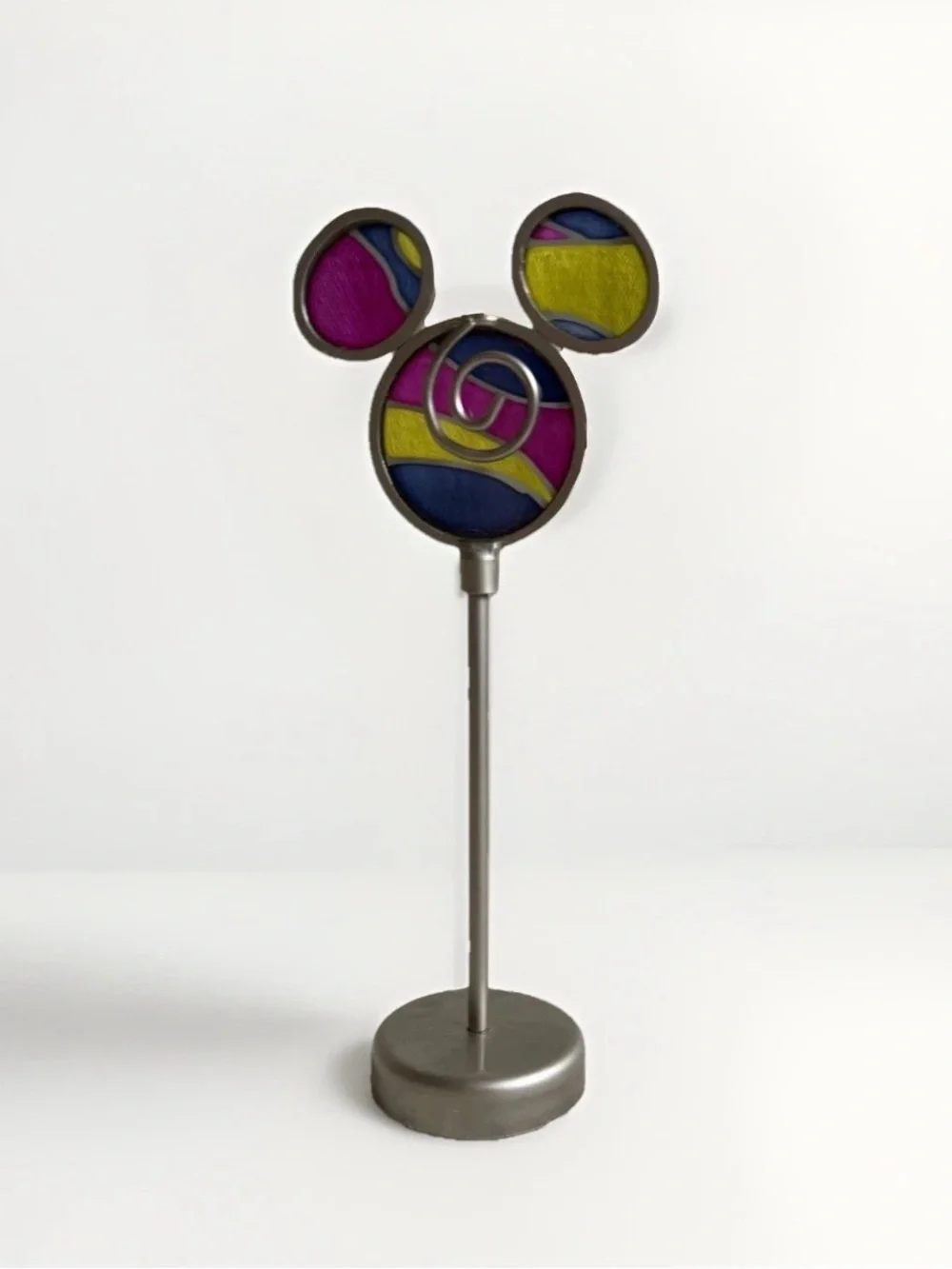Disney Parks Mickey Mouse Stained Glass Photo Memo Holder Clip VTG Desk Decor